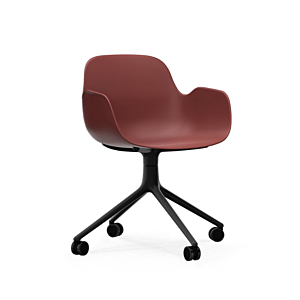 Normann Copenhagen Form Swivel bureaustoel zwart aluminium onderstel-Red