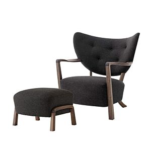 &amp;tradition Wulff fauteuil + poef oiled walnut-Hallingdal 376