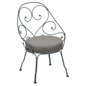 Fermob 1900 fauteuil met grey taupe zitkussen-Storm Grey