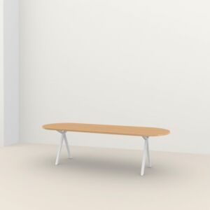 Studio HENK Slim X-type Flat Oval tafel wit frame 4 cm