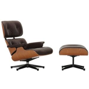 Vitra Eames Lounge chair fauteuil + Ottoman kersen chocolate NW