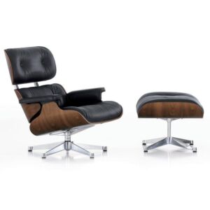 Vitra Eames Lounge chair fauteuil + Ottoman walnoot zwart pigment NW