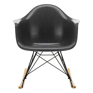 Vitra Eames RAR Fiberglass schommelstoel met zwart onderstel-Elephant Hide Grey-Esdoorn goud