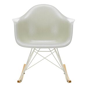 Vitra Eames RAR Fiberglass schommelstoel met wit onderstel-Parchment-Esdoorn goud