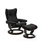 Stressless Wing M Classic relaxfauteuil+hocker-Paloma Black-Wenge