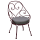 Fermob 1900 fauteuil met graphite grey zitkussen-Black Cherry