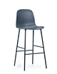 Normann Copenhagen Form Bar Chair barkruk stalen onderstel -Blue-Zithoogte 65 cm