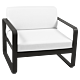 Fermob Bellevie fauteuil met off-white zitkussen-Liquorice