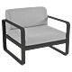 Fermob Bellevie fauteuil met flannel grey zitkussen-Liquorice