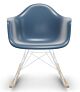 Vitra Eames RAR schommelstoel met wit onderstel-Zee blauw-Esdoorn goud