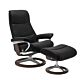 Stressless View M Signature chroom relaxfauteuil+hocker-Paloma Black-Walnoot