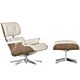 Vitra Eames Lounge chair fauteuil + Ottoman walnoot sneeuwwit pigment NW