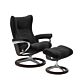 Stressless Wing M Signature chroom relaxfauteuil+hocker-Paloma Black-Wenge