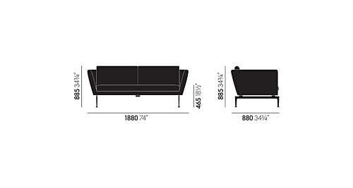 Vitra Suita sofa 2 zits-Lazer donkergrijs