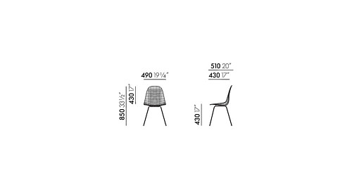 Vitra Eames Wire Chair DKX-5 stoel gepoedercoat onderstel