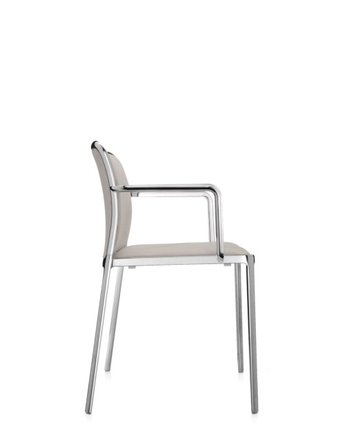 Kartell Audrey Soft aluminium stoel-Beige-Met armleuning