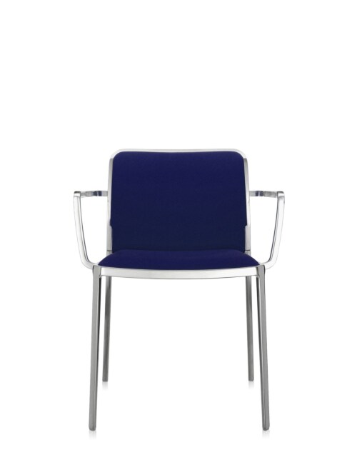 Kartell Audrey Soft aluminium stoel-Blauw-Met armleuning