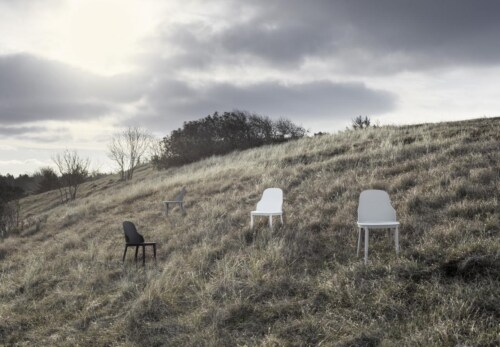 Normann Copenhagen Allez gestoffeerde stoel eiken onderstel-Park Green