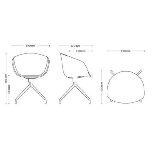 HAY About a Chair AAC20 zwart onderstel stoel-Wit