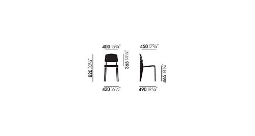 Vitra Standard SP stoel-Japanese Red - Teak bruin