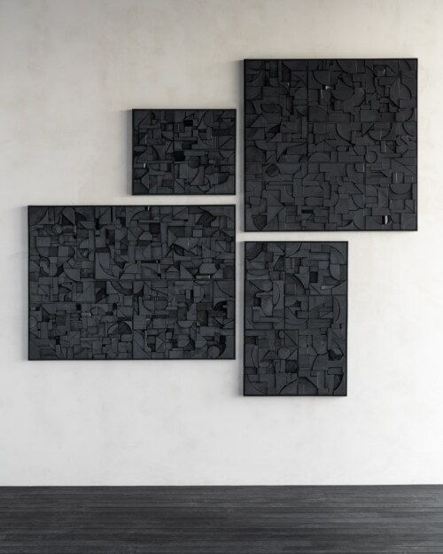 Ethnicraft Bricks muurdecoratie rechthoekig-60x50-Black