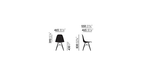 Vitra Eames DSW Fiberglass stoel onderstel zwart esdoorn-Parchment