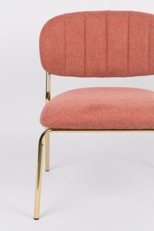 vanHarte Jolien fauteuil zonder arm goud onderstel-Pink