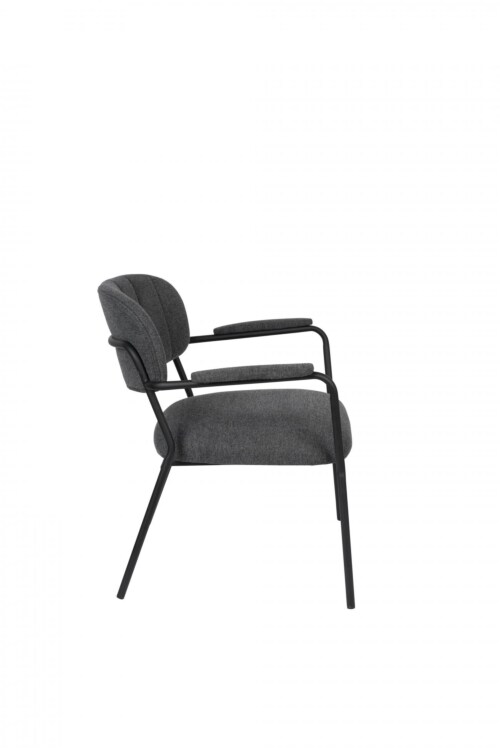 vanHarte fauteuil met armleuning zwart onderstel-Dark grey