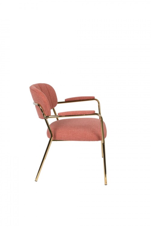 vanHarte Jolien fauteuil met armleuning goud onderstel-Pink