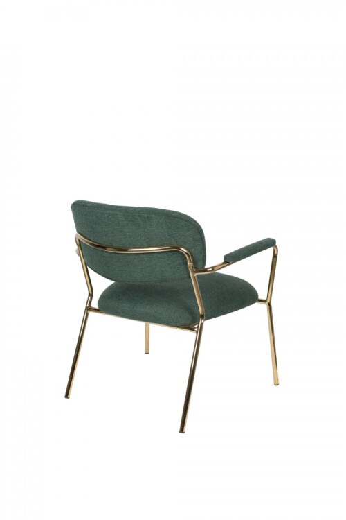 vanHarte Jolien fauteuil met armleuning goud onderstel-Dark green