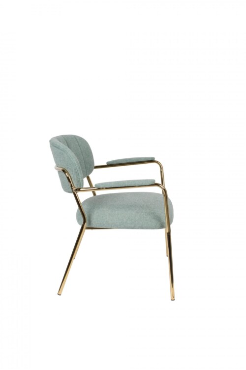 vanHarte Jolien fauteuil met armleuning goud onderstel-Light green