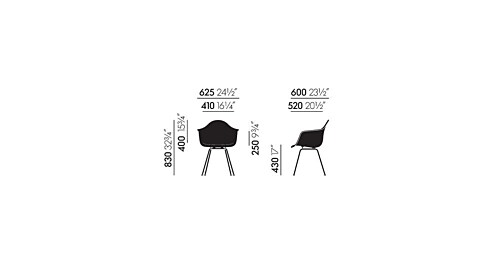 Vitra Eames DAX stoel met zwart onderstel-Oxide rood