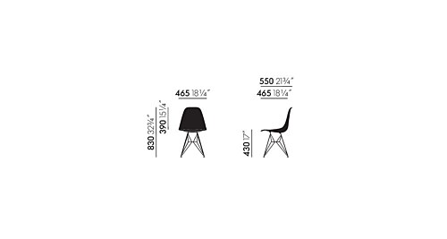 Vitra Eames DSR stoel met zwart gepoedercoat onderstel-Wit
