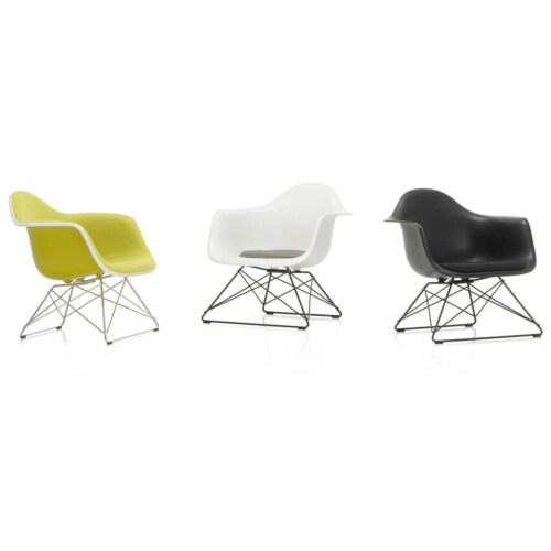 Vitra Eames LAR loungestoel met wit onderstel-Mosterd
