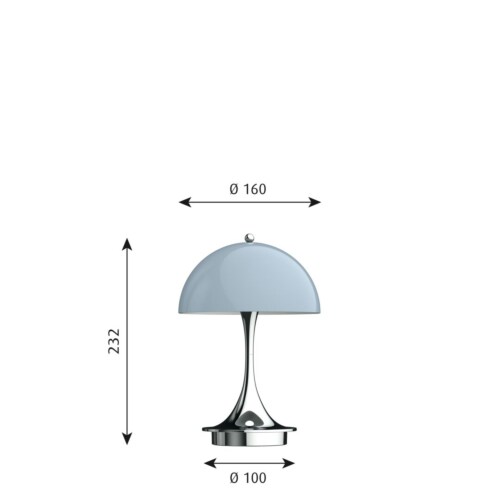 Louis Poulsen Panthella 160 Portable tafellamp-Grijs opaal acryl