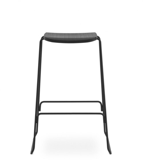Normann Copenhagen Just Barstool zonder rug-Black-Zithoogte 75 cm-Gepoedercoat staal zwart