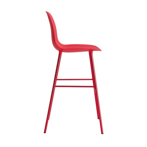 Normann Copenhagen Form Bar Chair barkruk stalen onderstel -Bright Red-Zithoogte 75 cm