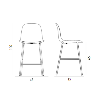 Normann Copenhagen Form Bar Chair barkruk stalen onderstel -Green-Zithoogte 65 cm