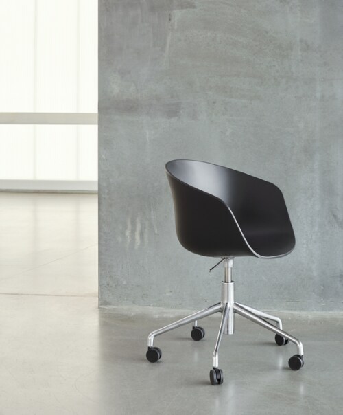 HAY About a Chair AAC52 gasveer bureaustoel - Zwart onderstel-Dusty blue