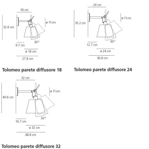 Artemide Tolomeo Parete diffuser wandlamp-Perkament-Kap ∅ 24 cm