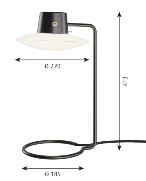 Louis Poulsen AJ Oxford tafellamp-Opaal-410 mm-Voetplaat