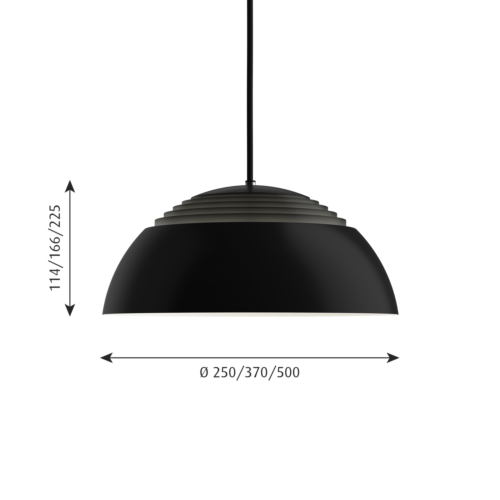 Louis Poulsen AJ Royal zwart LED hanglamp-∅ 37 cm