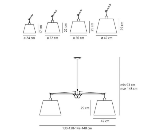 Artemide Tolomeo Basculante hanglamp-Perkament-Kap ∅ 24 cm