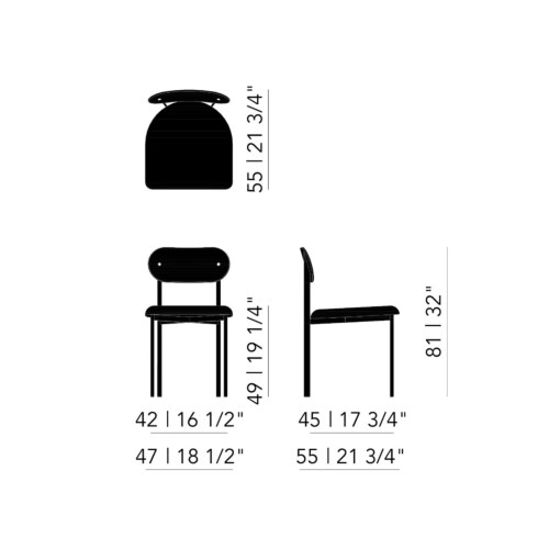Studio HENK Oblique Chair bekleed zwart frame-Cube Black 61