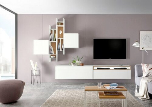 Now! By Hulsta Easy tv-meubel met kabeldoorvoer- open vak + klep-Eiken