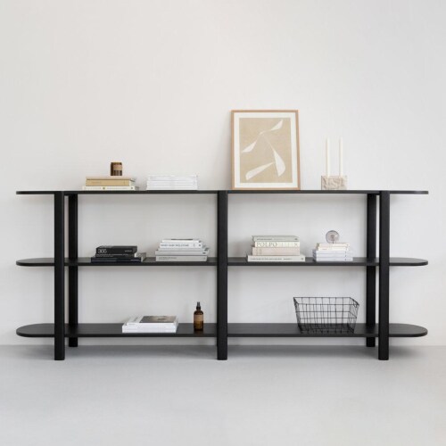 Studio HENK Oblique Cabinet OB-4L zwart frame-250 cm (3 frames)-Hardwax oil natural