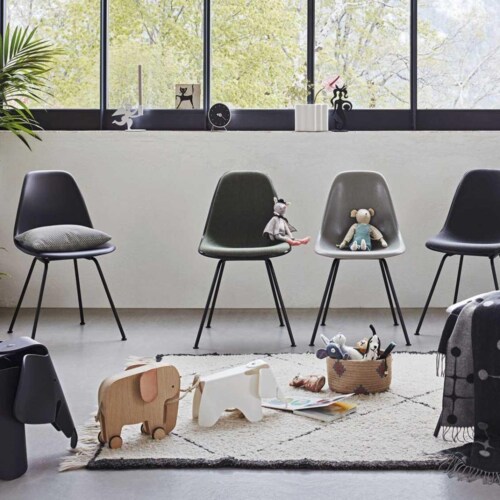 Vitra Eames DSX stoel met verchroomd onderstel-Zwart