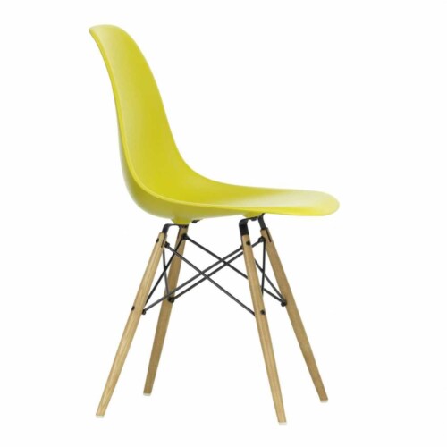 Vitra Eames DSW stoel met esdoorn gelig onderstel-Mosterd geel