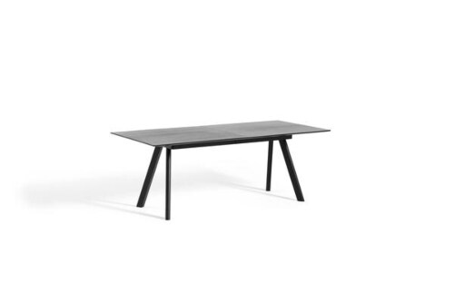 Hay CPH30 uitschuifbaar zwart water-based onderstel tafel-Eiken-zwart-160-310x80 cm