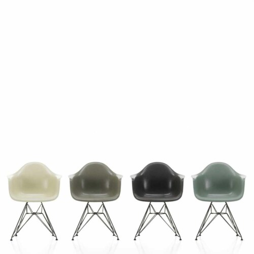 Vitra Eames DAR Fiberglass stoel met verchroomd onderstel-Elephant Hide Grey